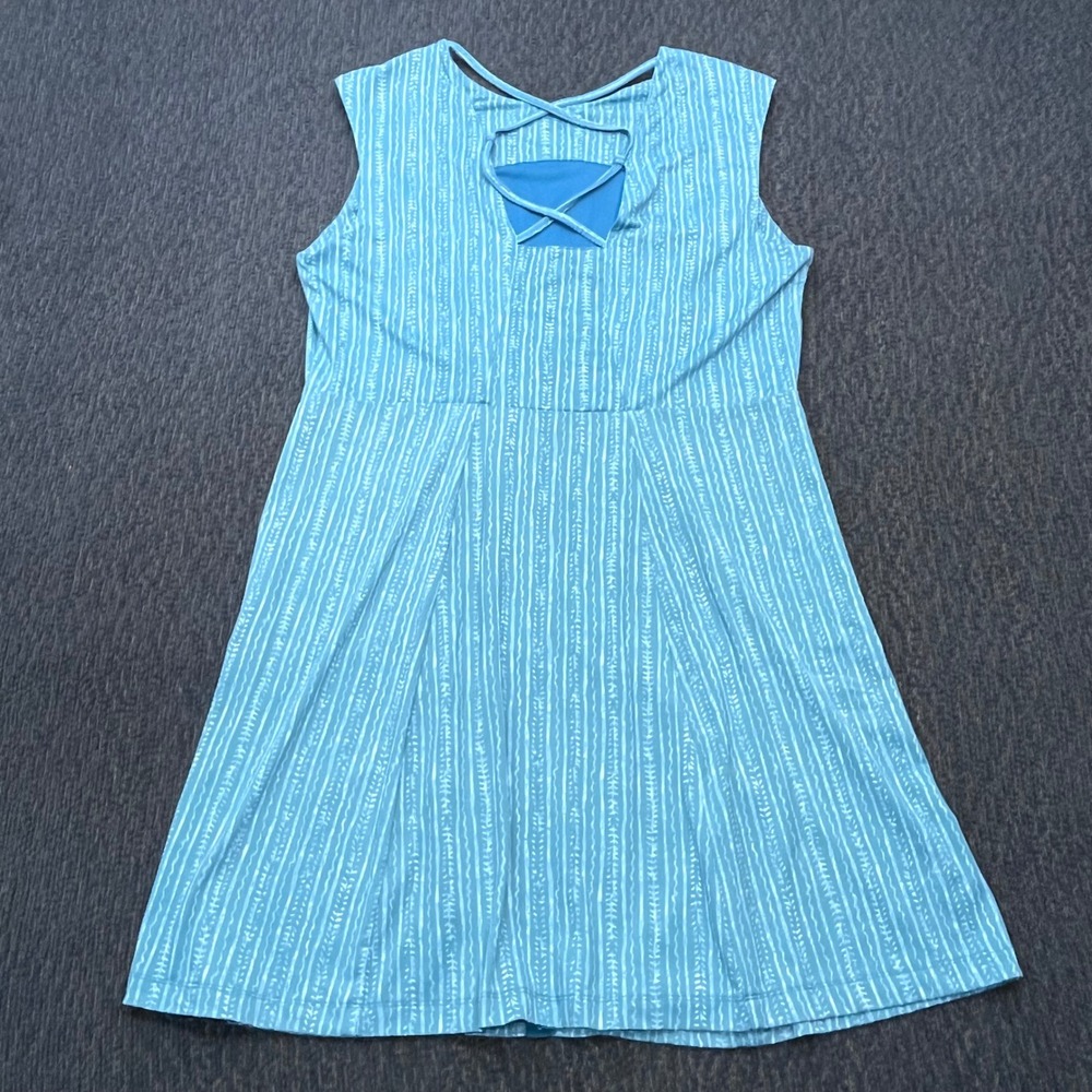 Title Nine Diamalete Blue White Stripe Active Dress Womens Large Strappy Back L - Picture 2 of 8